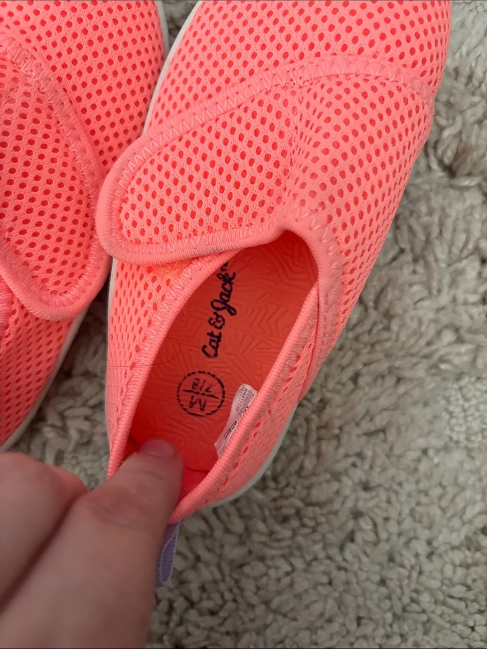 Cat & Jack Kids' Neon Coral Mesh Slip-on water shoes - 7/8